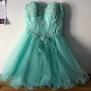 Teal blue homecoming dress